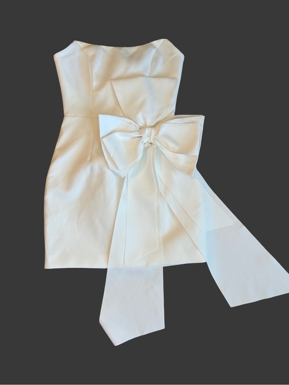 Elliatt White Strapless Mini Dress with Statement Waist Bow Small Bachelorette